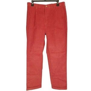 NEW Alan Flusser Men's Red Classic Pleated Corduroy Pants Size 34 x 30